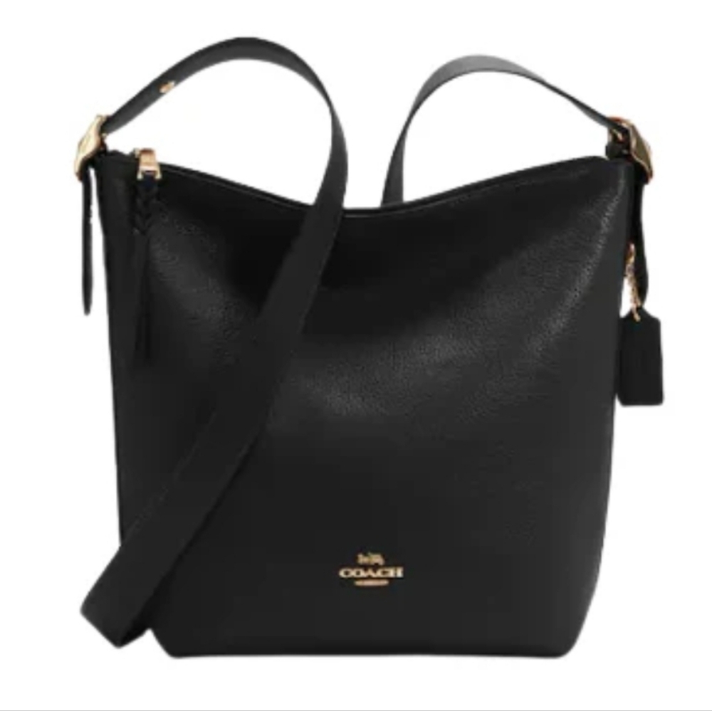 Black Leather Coach Val Duffle Bag C2818 NWOT